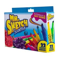 an assortment of different colored markers in a box