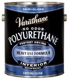 a can of paint that is black and white with the words polyurephane on it