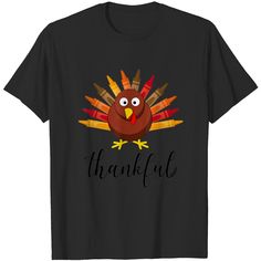 Turkey With Crayon Thankful Teacher Life Funny Thanksgiving T-shirt