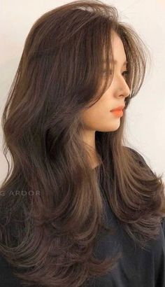 Korean Long Hair, Layered Haircuts For Medium Hair, Hairstyles For Layered Hair, Long Layered Haircuts, Hair Stylies, Haircuts For Medium Hair, Haircuts Straight Hair, Long Hair With Bangs