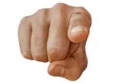 an image of a fist that is pointing at the camera with one hand and two fingers