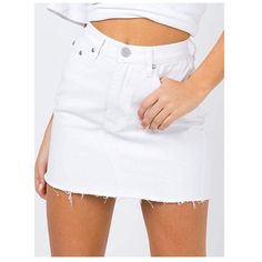 Color: White Washed Elastic Closure 95% Cotton, 5% Elastane Denim; Small-Stretch- Blue Faded Wash; Pre-Loved Look Slim, Mini Silhouette They Are Dark Denim Toned, Zip Front With Belt Loops. Length: 39cm-42cm Cold Machine Wash. Tumble Dry. Sizes: L Only Item # Mi465 White Mini Skirt With Frayed Hem For Summer, High Rise Cotton Mini Skirt For Day Out, Trendy White Mid-rise Denim Skirt, White Denim Skirt With Frayed Hem For Spring, White Skirt With Frayed Hem For Summer, White Denim Skirt, Short Length, Chic White Cutoff Denim Skirt, Cotton Mid-rise Mini Skirt For Day Out, Mid-rise Cotton Mini Skirt For Day Out