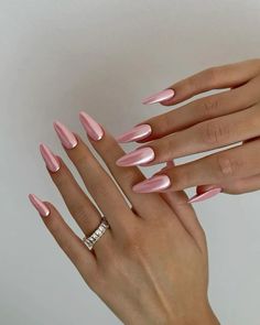 Long pink chrome nail