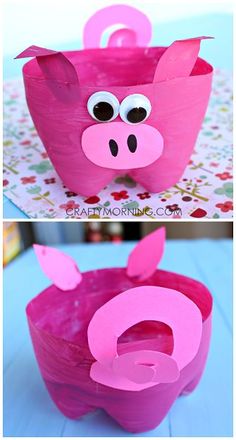 Recycled Crafts Kids Projects, Christmas Pigs, Creative Art Projects, Crafty Morning, Recycled Crafts Kids, Pig Crafts, Recycled Art Projects, Bottle Craft