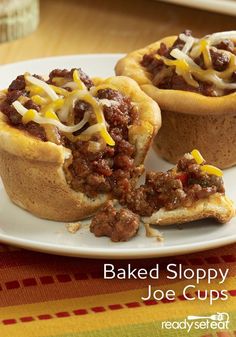 baked sloppy joe cups on a white plate