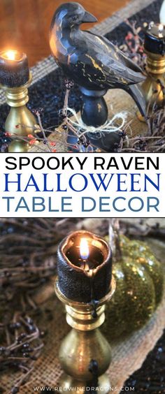 spooky raven halloween table decor is perfect for the holiday season and it's easy to make