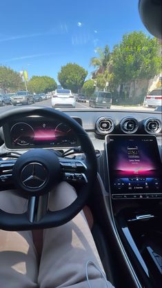 the interior of a mercedes benz car