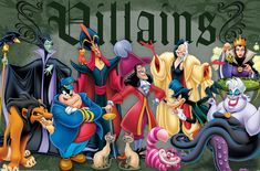 an image of disney characters with their names on the front and back side, all dressed up in costumes