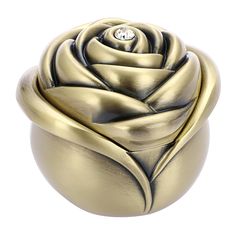 PRICES MAY VARY. Small Size Jewelry Box- (L*W*H) 2.2"x 2.2"x 1.8”.Small size,please pay attention to the size before purchase Quality Metal - Made of premium zinc alloy which is long-lasting,anti-oxidize,rustless and it will never fade. The surface of the box is electroplated and deeply polished, make it feel smooth and shows high-grade metal texture Rose Shape & Vintage Fell - Beautiful rose shape,the middle of the rose decorated with a diamond-like stone, exquisite and vivid, metal texture mak Box For Rings, Jewelry Box Small, Trinket Storage, Velvet Interiors, Vintage Jewelry Box, Metal Texture, Vintage Fall, Vintage Box, Treasure Chest