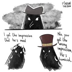 two cartoon images one with a black cat and the other with a brown hat