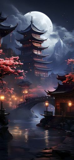 Japanese Art Samurai, Chinese Wallpaper, Samurai Wallpaper, Another Planet, Japanese Art Prints, Cool Anime Backgrounds, Japon Illustration, Japanese Landscape, Anime Backgrounds Wallpapers