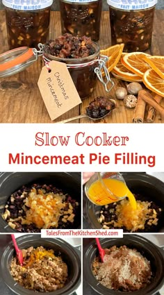 slow cooker mincemeat pie filling recipe with orange slices and other ingredients