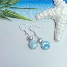 1-1/2” Drop Sterling Silver .925 Marked Hooks Silver Potato Pearl Bead Genuine Larimar Stone Beautifully Gift-Boxed. Made In Coastal Virginia By A Woman-Owned Business. Coastal Beachy Seashells Seashore Vacation Cruise Summer Nautical Pearls Nickel-free Larimar Silver Jewelry, Blue Larimar Dangle Jewelry, Blue Larimar Dangle Earrings, Blue Larimar Jewelry For Jewelry Making, Blue Larimar Earrings For Gift, Blue Larimar Hypoallergenic Jewelry, Sterling Silver Blue Jewelry With Pearl Drop, Silver Larimar Dangle Earrings, Silver Larimar Dangle Jewelry