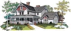 this is an artist's rendering of these victorian house plans for the country home