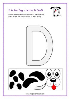 the letter d is for dog with an image of a dog's face and paw