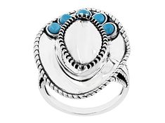 Southwest Style By JTV™ 3x3mm Round Cabochon Sleeping Beauty Turquoise Rhodium Over Silver Cowboy Hat Ring. Measures approximately .87"L x 1.11"W. Not sizeable. Finished under gallery. Western Style Jewelry For Summer Gift, Western Style Summer Jewelry As A Gift, Western Style Summer Jewelry For Gift, Turquoise Western Style Summer Jewelry, Adjustable Western Style Summer Jewelry, Adjustable Blue Turquoise Western Ring, Adjustable Western Style Blue Turquoise Ring, Adjustable Oval Western Style Turquoise Ring, Adjustable Oval Turquoise Western Ring