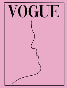 a pink poster with the words'voge'in black and white on it