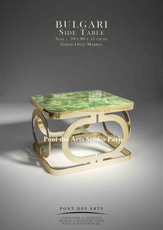 the front cover of an art book with gold and green marble table inlays