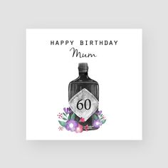 a happy birthday card with an image of a bottle and flowers on the bottom that says, happy birthday jade