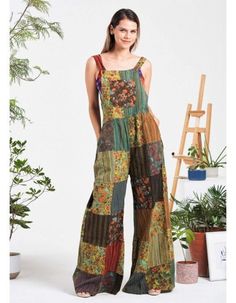 Mushroom Patched Jumpsuit Free Size Assorted Colors 100% Cotton Made in Nepal Spring Crop Tops, Sewing Patchwork, Bohemian Crochet, Mushroom Print, Womens Jumpsuits, Print Jumpsuit, Sewing Projects For Beginners, Printed Jumpsuit, Dress For Short Women