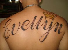 a man with a crown on his back has the word jelyn written in cursive writing