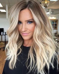 Blonde Hair Straight Balayage, Blonde Hair Over Dark Hair, Hair Color For Blondes With Lowlights, Blonde Color Trends 2023, Root Shadow Blonde Highlights, Bright Blonde Highlights With Root Smudge, Bayalage Blonde 2023, Blonde Hair For Naturally Dark Hair, Blonde Balayage Smudged Root