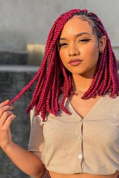 Big Box Braids Hairstyles, Girl Braids, Dyed Natural Hair, Short Braids, Protective Style, Beautiful Braids, Color Club, Yellow Hair