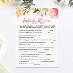 a printable marriage game with flowers on it