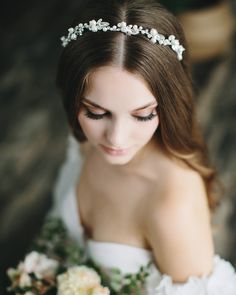 "SAMANTHA PEARL HEADBAND (TI-3443) Glam meets classic bridal elements in our Samantha Pearl Headband. Hand wired vines of pearls & crystals elegantly curve along this headpiece for an ethereal look on your wedding day. DETAILS * Off white pearls & crystals * Measures .5\" at the widest point * Pin loops are located at each end for extra security with bobby pins * Sturdy yet flexible to comfortably shape to your hairstyle * Style #3443 SHOP MORE STYLES https://www.etsy.com/shop/darethcolburndesig Floral Bridal Comb, Pearl Headpiece Wedding, Vine Headband, Floral Hair Vine, Pearl Bridal Headpiece, Headband Pearl, Pearl Hair Vine, Pearl Bridal Headband, Wedding Hair Headband