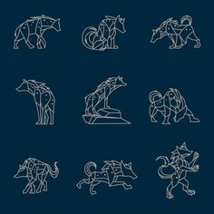 the twelve zodiac signs are drawn in white on a dark blue background, and each symbol has an animal's head