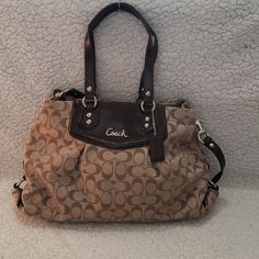 Nwot Authentic Coach Ashley Carryall Handbag. F19244-Skhma. Khaki Brown. Retails For $358. Home Free Of Pets And Smoking. Designer Cream Satchel Bag, Coach Cream Shoulder Bag With Handle Drop, Cream On-the-go Bag With Handles, Designer Cream Satchel With Handles, Coach Cream Tote Shoulder Bag, Coach Beige Tote Bag, Coach Beige Bag For Everyday Use, Cream Coated Canvas Tote Shoulder Bag, Everyday Beige Coach Bag