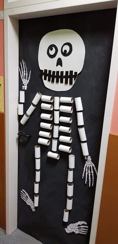 a door decorated to look like a skeleton