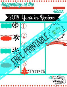 the 2013 year in review printable calendar with christmas decorations and ribbons on it's side