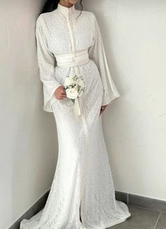 Simple Nikkah Dress, Morrocan Dresses, Moroccan Wedding Dress, White Caftan, Arabian Fashion, Jalabia Styles, Moroccan Bride, Stylish Outfits Casual