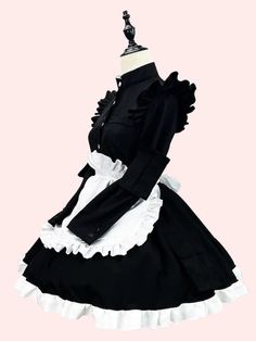 Maid dress set: Dress+Apron+Headwear+Arm Pockets Material: Polyester Color: Black Size: S, M, L, XL, 2XL, 3XL, 4XL, 5XL Unit: CM Bust Waist Weight Height S 84 68 35-47.5kg 150-165cm M 89 73 45-55kg 155-170cm L 94 78 52.5-60kg 160-175cm XL 99 87 57.5-62.5kg 163-178cm 2XL 105 92 62.5-72.5kg 165-180cm 3XL 110 98 70-80kg 1 Black Maid Dress, Maid Dress Uniform, Harajuku Fashion Kawaii, Goth Skirts, Maid Apron, Cosplay Maid, Dress Apron, Gothic Skirts, Maid Cosplay