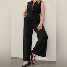 Brand New, Never Worn Athleta Wide Leg Jumpsuit. Size 14 Tall, Color Black Loose, Flowy Bottoms With A Semi Fitted Top. Actually Long Enough For A 6ft Tall Woman. Fitted Top, Tall Women, Athleta Pants, Wide Leg Jumpsuit, Workout Tops, Pant Jumpsuit, Jumpsuit Romper, Wide Leg, Pants For Women