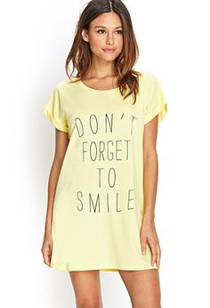 Smile Sleep Shirt | FOREVER21 - 2000087604 Dont Forget To Smile, Cute Pjs, Sleep Shirt, The Authority, Night Shirt, Shop Dresses, Pajamas Women, Outfits For Teens