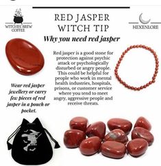 Crystal Healing Chart, Red Jasper Stone, Crystals Healing Properties, Herbal Magic, Spiritual Crystals, Rocks And Gems, Jasper Stone