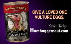 a can of humongous eggs with an image of a turkey in the middle