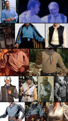 many different pictures of men in clothes and hats