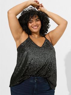 Sophie Sequin Ombre Swing CamiSophie Sequin Ombre Swing Cami, GUNMETAL Torrid Fall, Trendy Plus Size Fashion, Flare Top, Lightweight Tops, Plus Size Womens Clothing, Beautiful Blouses, Winter Clothes, Plus Size Shirts, Cami Tanks