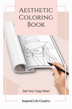 an adult coloring book with the title aesthetic coloring book get your copy now inspired life creative