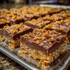 chocolate and granola bars on a tray ready to be eaten for breakfast or dessert