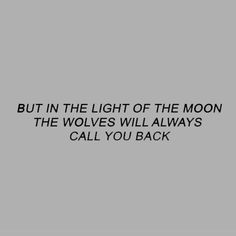 a black and white photo with the words, but in the light of the moon the wolverines will always call you back