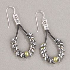 two pairs of silver and yellow beaded earrings