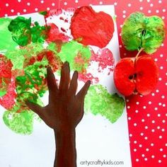 handprint apple tree craft for kids to make