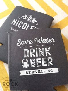 two coasters that say save water drink beer