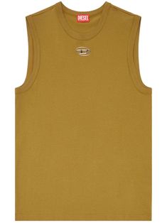 yellow cotton jersey texture Oval D logo plaque logo patch to the front crew neck sleeveless straight hem D Logo, City Shorts, Diesel Men, Sweatpants Shorts, Balenciaga Triple S, Outerwear Vest, Custom Watch, Summer Beach Wear, T Shirt Vest