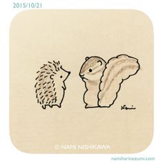 a drawing of two hedgehogs one is looking at the other as if they were talking