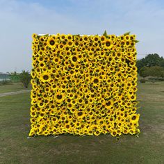 a large display of sunflowers in a field